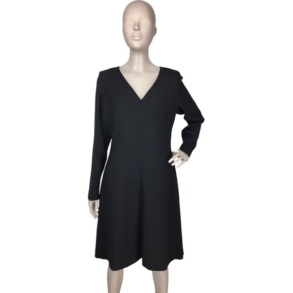 Vintage Yves Saint Laurent Black 100% Wool Darted Bust Sheath Dress Size 10 NWT - Picture 7 of 8